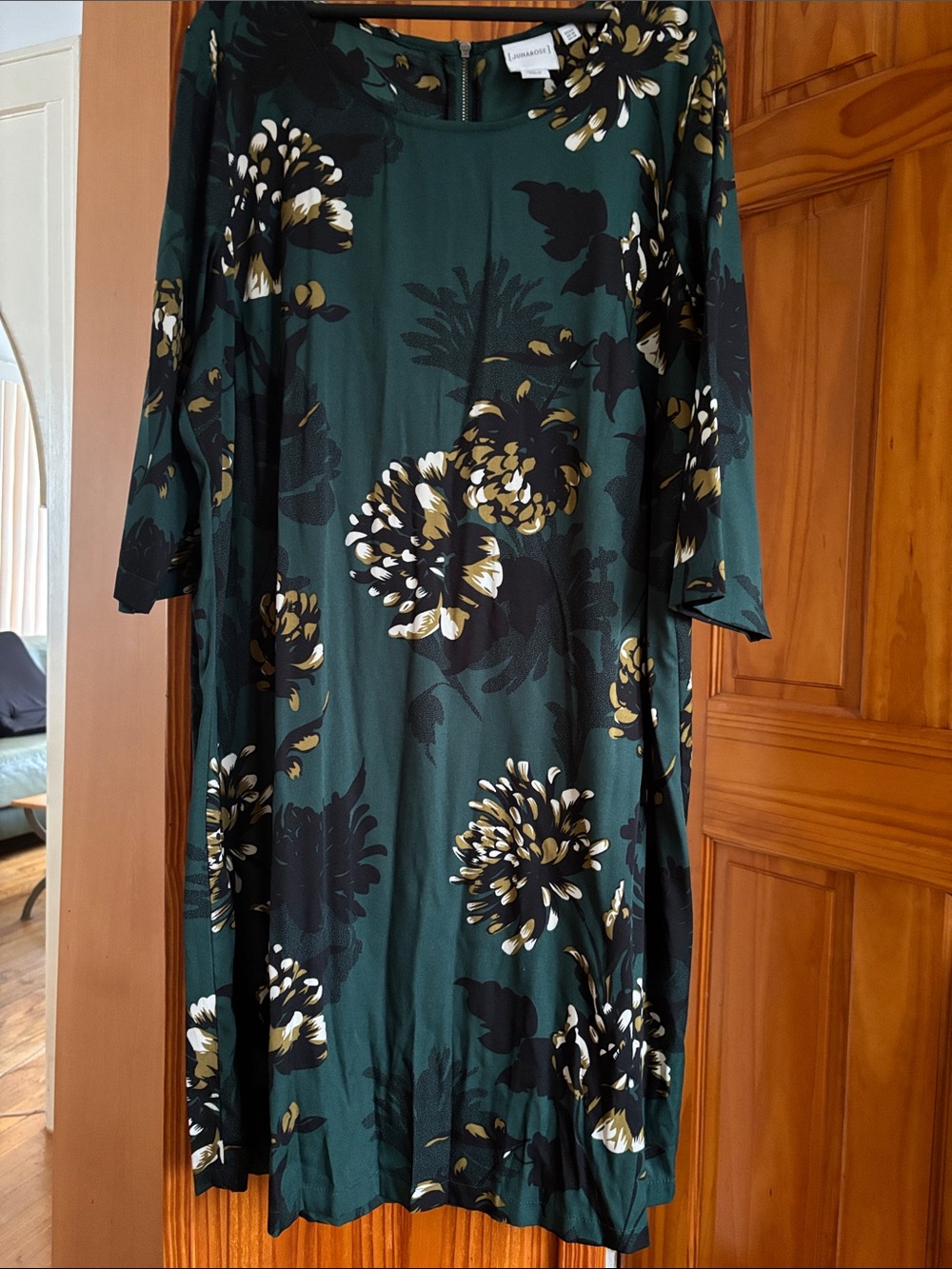 Junarose Dark Green Floral Midi Dress